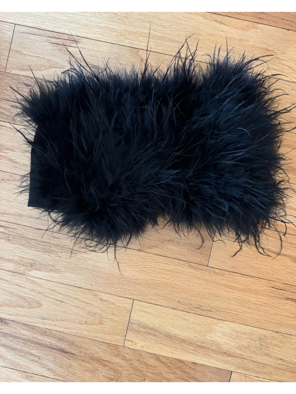 12th Tribe Black Faux Fur Crop Top